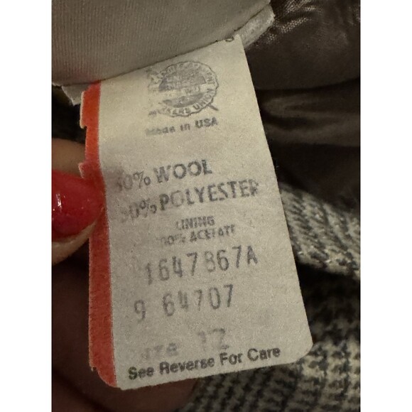 Koret Wool Blend 2 Piece Skirt Suit Vintage Womens Size 10 - 12 Gray Plaid - Picture 6 of 14